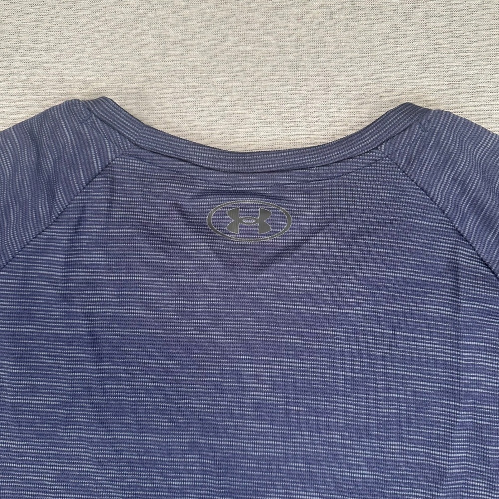 Under Armour Tech Tee Shirt Mens 2XL Navy Blue Space Dye Short Sleeve Gym - Picture 9 of 10